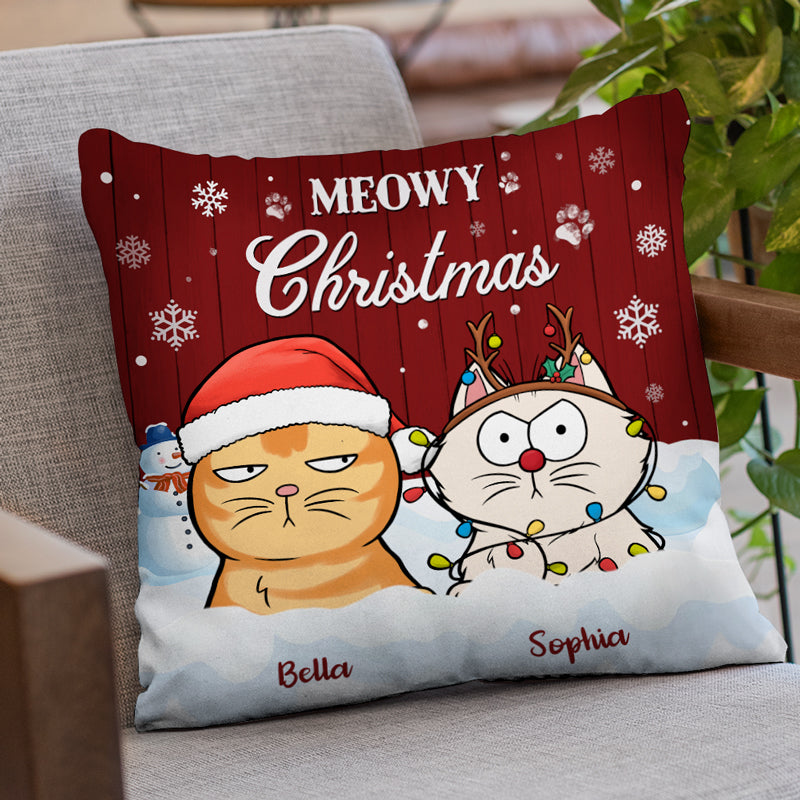 Meowy Christmas - Cat Personalized Custom Pillow - Christmas Gift For Pet Owners, Pet Lovers