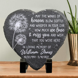 In Loving Memory Of - Memorial Personalized Custom Heart Shaped Memorial Stone - Sympathy Gift For Family Members