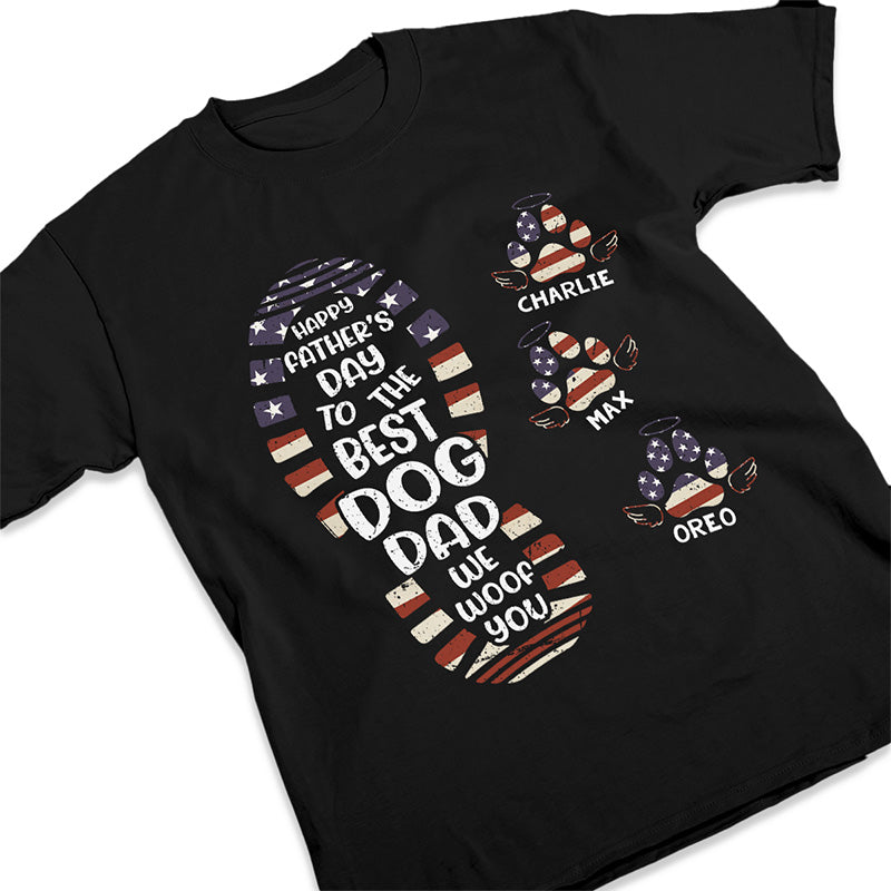 Happy Father's Day To The Best Dog Dad Paw Print - Dog Personalized Custom Unisex Patriotic T-shirt, Hoodie, Sweatshirt - Father's Day, Independence Day, 4th Of July, Gift For Pet Owners, Pet Lovers