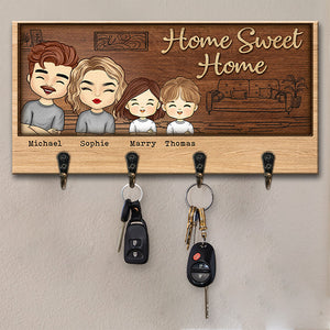 Our Life, Our Story, Our Sweet Home - Family Personalized Custom Key Hanger, Key Holder - Gift For Family Members