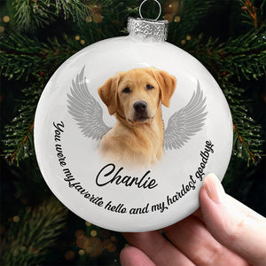 Custom Photo Forever In Our Hearts - Dog & Cat Personalized Custom White Flat Ball Ornament - Christmas Gift, Sympathy Gift For Pet Owners, Pet Lovers