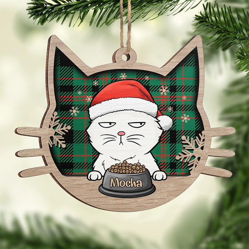 Meowy Christmas - Cat Personalized Custom Ornament - Wood Cat Shaped - Christmas Gift For Pet Owners, Pet Lovers