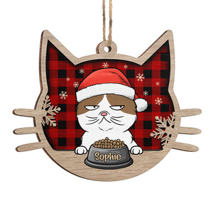 Meowy Christmas - Cat Personalized Custom Ornament - Wood Cat Shaped - Christmas Gift For Pet Owners, Pet Lovers