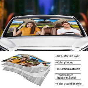 Custom Photo Have Fun Together - Couple Personalized Custom Auto Windshield Sunshade, Car Window Protector - Gift For Husband Wife, Anniversary