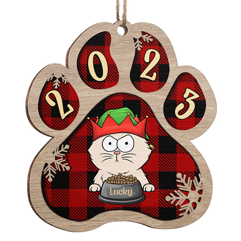Happy Pawlidays - Cat Personalized Custom Ornament - Wood Paw Shaped - Christmas Gift For Pet Owners, Pet Lovers