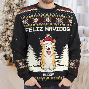 Joyeux anniversaire - Sweat-shirt personnalisé pour chien - Pull unisexe en laine - Cadeau de Noël pour les propriétaires et les amoureux des animaux