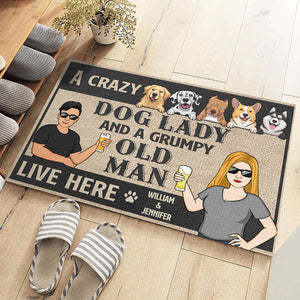 Watch Out, A Crazy Lady And A Grumpy Old Man Live Here - Dog Personalized Custom Decorative Mat - Gift For Pet Owners, Pet Lovers