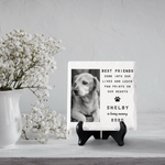 Custom Photo You Leave Paw Prints On Our Hearts - Memorial Personalized Custom Square Shaped Ceramic Plaque With Stand - Sympathy Gift, Gift For Pet Owners, Pet Lovers