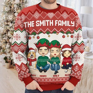 The True Spirit Of Christmas - Family Personalized Custom Ugly Sweatshirt - Unisex Wool Jumper - Christmas Gift For Family Members