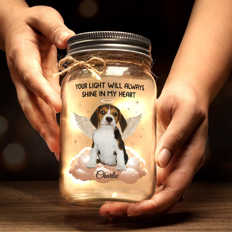 Custom Photo Forever In My Heart - Memorial Personalized Custom Mason Jar Light - Sympathy Gift For Pet Owners, Pet Lovers