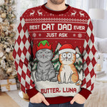 Best Cat Dad Ever Just Ask - Cat Personalized Custom Ugly Sweatshirt - Unisex Wool Jumper - Christmas Gift For Pet Owners, Pet Lovers