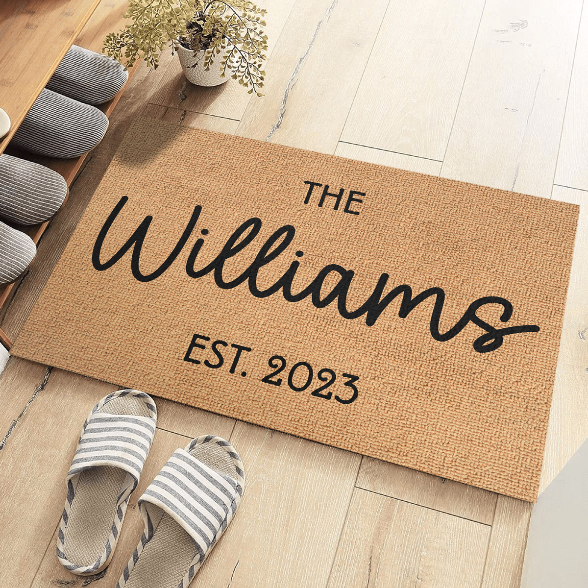 Family Door mat, Front door welcome mat, welcome rug, Personalized