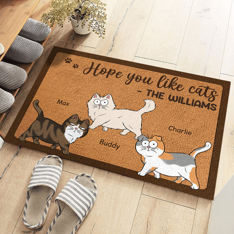 We Hope You Like Cats - Cat Personalized Custom Home Decor Decorative Mat - House Warming Gift, Gift For Pet Owners, Pet Lovers