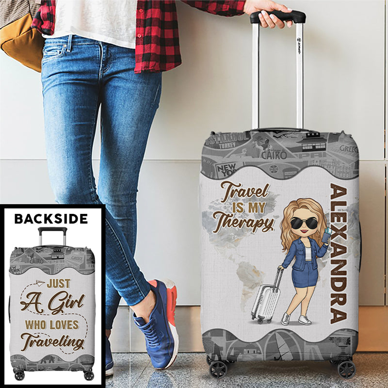 A Girl Who Loves Traveling - Travel Personalized Custom Luggage Cover - Holiday Vacation Gift, Gift For Adventure Travel Lovers