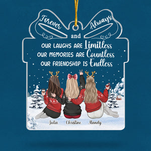 Good Friends And Great Adventures - Bestie Personalized Custom Ornament - Acrylic Gift Box Shaped - Christmas Gift For Best Friends, BFF, Sisters