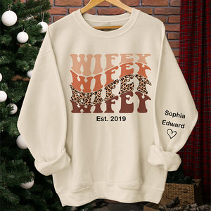 My Dear Wifey - Couple Personalized Custom Unisex Sweatshirt With Design On Sleeve - Gift For Husband Wife, Anniversary