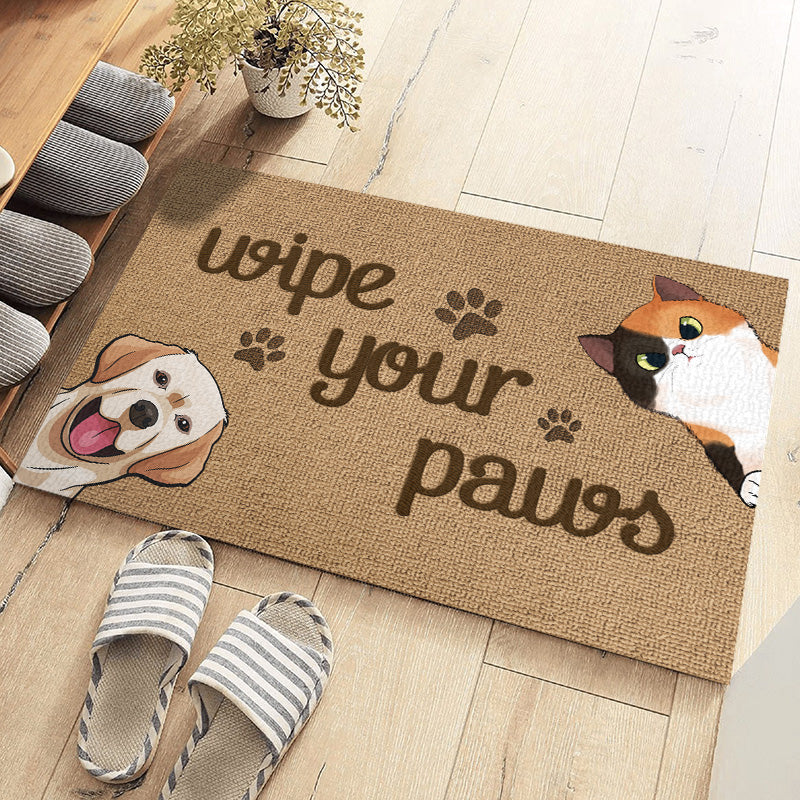 Wipe Your Paws - Dog & Cat Personalized Custom Home Decor Decorative Mat - House Warming Gift, Gift For Pet Owners, Pet Lovers