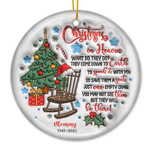 Christmas In Heaven - Memorial Personalized Custom Ornament - Ceramic Round Shaped - Christmas Gift, Sympathy Gift For Family Members