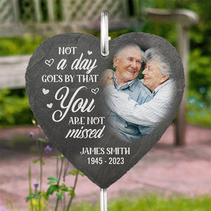 Custom Photo You Will Live Forever In Our Hearts - Memorial Personalized Memorial Garden Slate & Hook - Sympathy Gift For Family Members