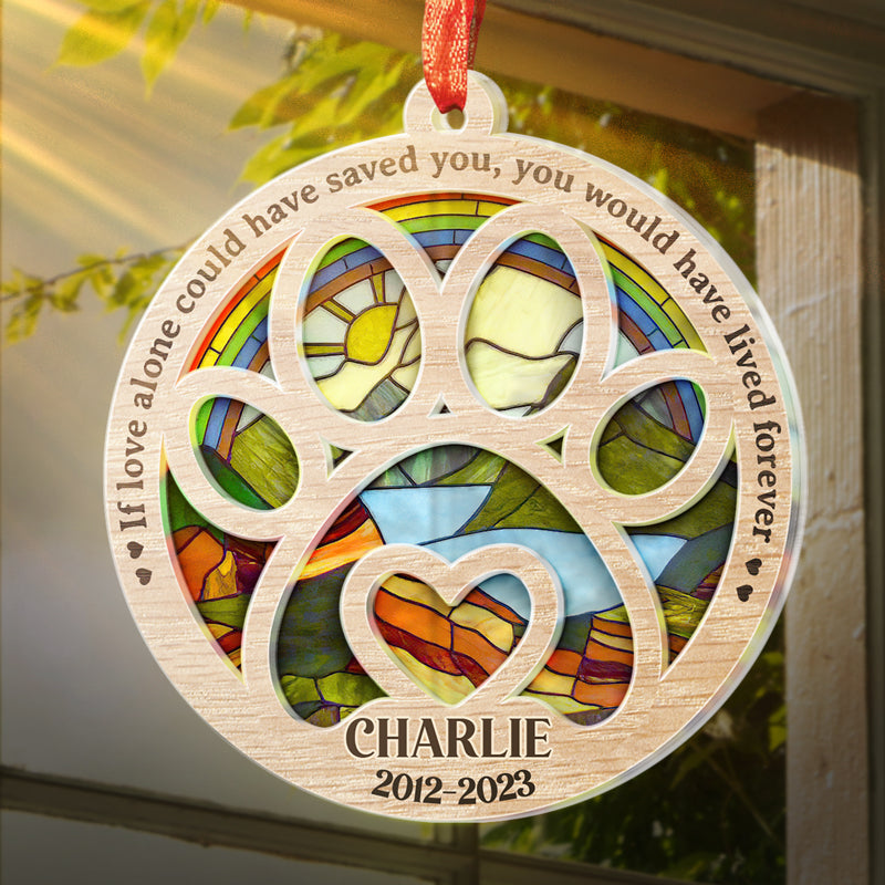 Once By My Side, Forever In My Heart - Memorial Personalized Custom Suncatcher Ornament - Acrylic Round Shaped - Sympathy Gift For Pet Owners, Pet Lovers