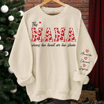 This Mama Wears Her Heart On Her Sleeve - Family Personalized Custom Unisex Sweatshirt With Design On Sleeve - Birthday Gift For Mom, Grandma