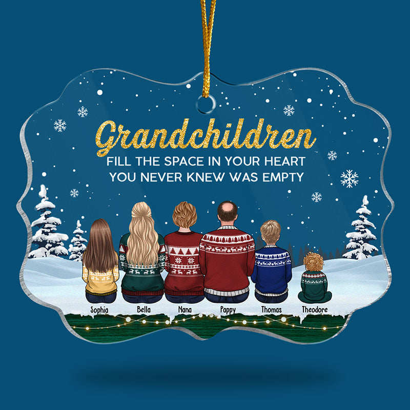 Grandchildren Fill The Space In Your Heart - Family Personalized Custom Ornament - Acrylic Benelux Shaped - Christmas Gift For Family Members