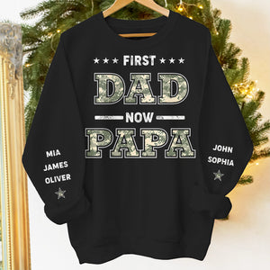 Special Feeling To Become A Papa - Family Personalized Custom Unisex Sweatshirt With Design On Sleeve - Gift For Dad, Grandpa