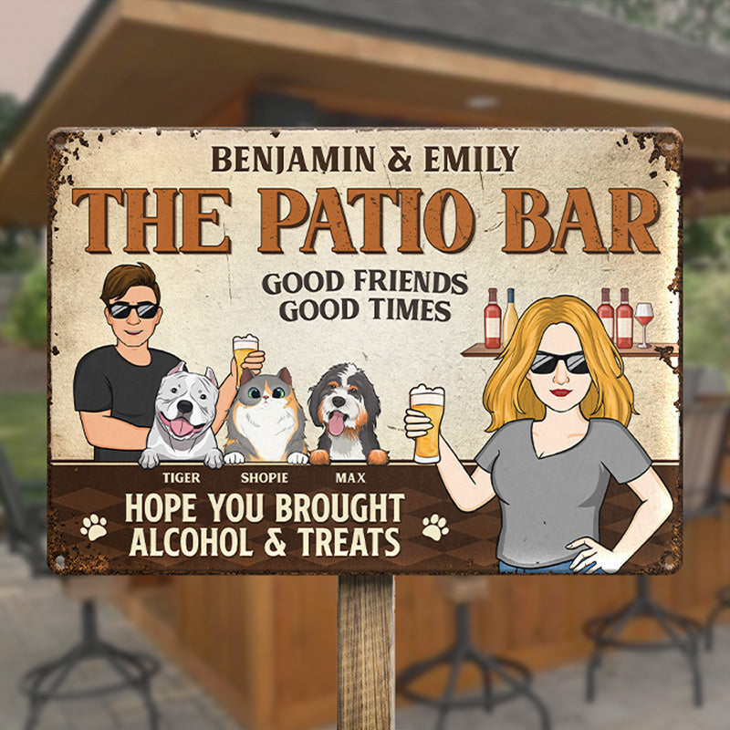 Good Friends Good Times - Dog & Cat Personalized Custom Home Decor Metal Sign - House Warming Gift For Pet Owners, Pet Lovers