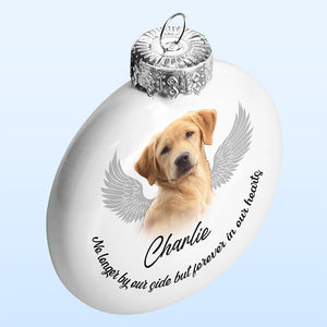 Custom Photo Forever In Our Hearts - Dog & Cat Personalized Custom White Flat Ball Ornament - Christmas Gift, Sympathy Gift For Pet Owners, Pet Lovers