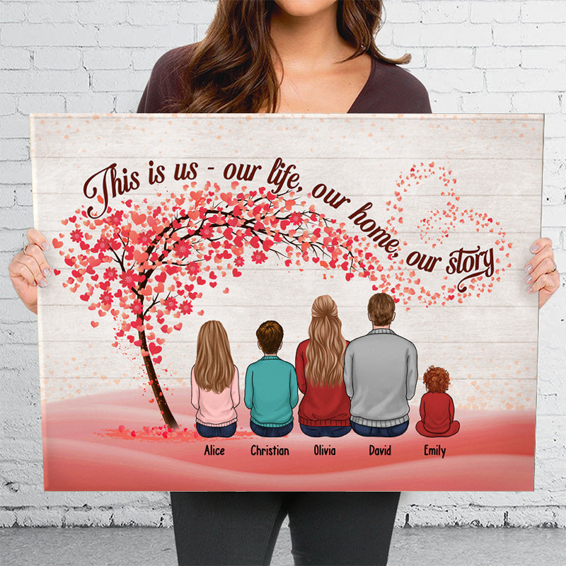 Grandparents & Grandkids Forever Linked Together - Family Personalized Custom Horizontal Canvas - Gift For Family Members