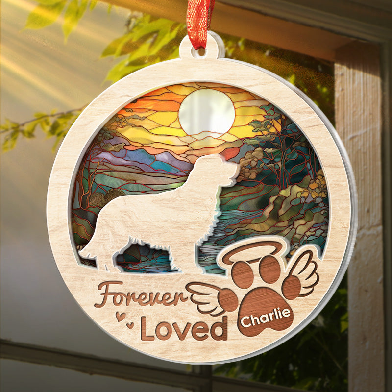 You Left Paw Prints On My Heart - Memorial Personalized Custom Suncatcher Ornament - Acrylic Round Shaped - Sympathy Gift For Pet Owners, Pet Lovers