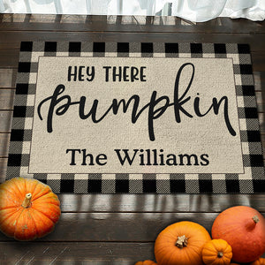 Hey There Pumpkin - Family Personalized Custom Home Decor Decorative Mat - Halloween Gift For Family Members