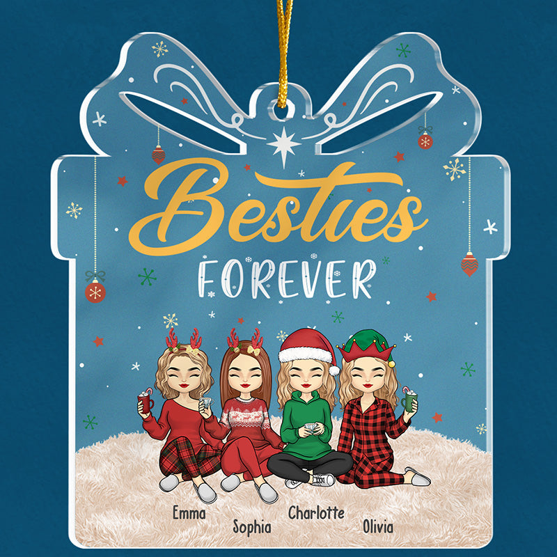 Best Friend Till The End - Bestie Personalized Custom Ornament - Acrylic Gift Box Shaped - Christmas Gift For Best Friends, BFF, Sisters