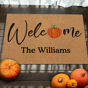 Welcome Home Where Happiness Finds Its Way - Family Personalized Custom Home Decor Decorative Mat - Halloween Gift For Family Members