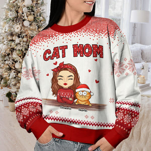 The Purrfect Cat Mom - Cat Personalized Custom Ugly Sweatshirt - Unisex Wool Jumper - Christmas Gift For Pet Owners, Pet Lovers