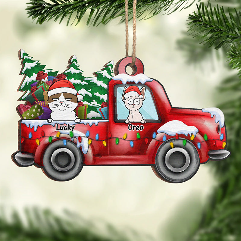 It's The Most Wonderful Time Of The Year - Cat Personalized Custom Ornament - Wood Car Shaped - Christmas Gift For Pet Owners, Pet Lovers