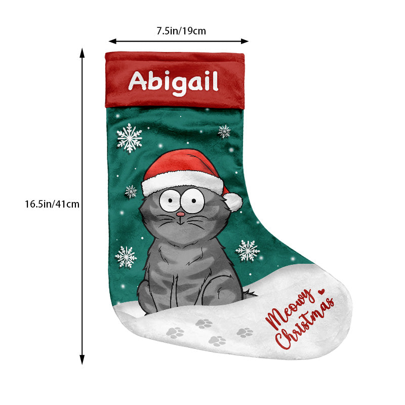 Miaou Noël - Chaussette de Noël personnalisée avec chat - Cadeau de Noël pour les propriétaires et les amoureux des animaux