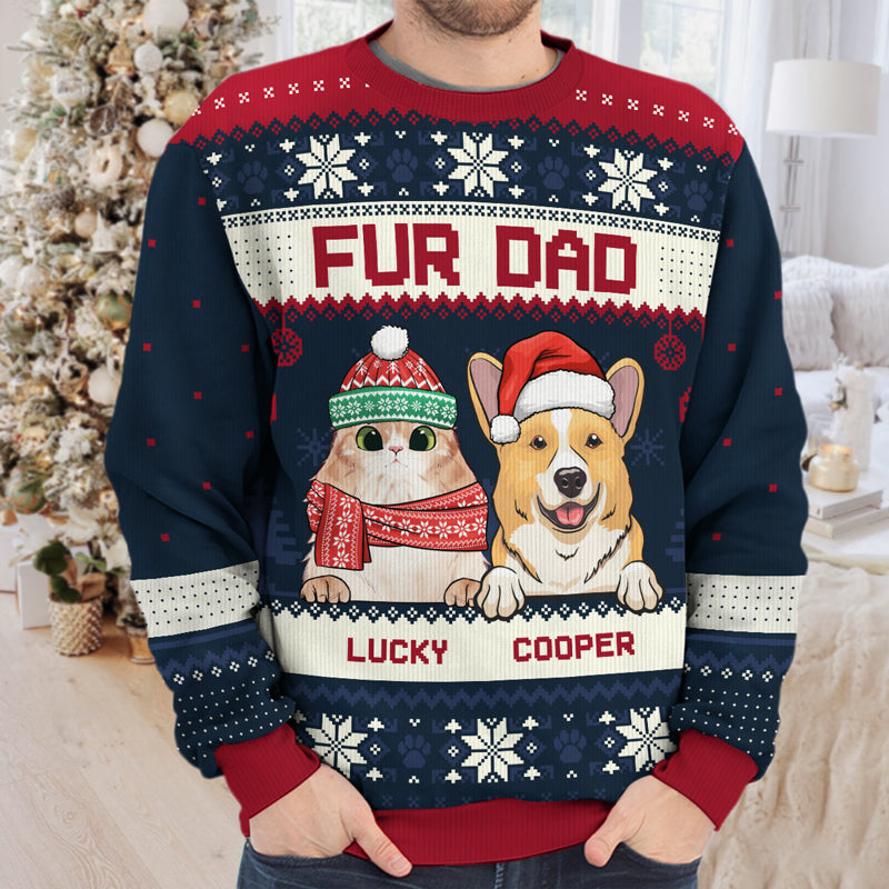 Merry Christmas Black & Red Style - Pet Personalized Custom Ugly Sweatshirt - Unisex Wool Jumper - New Arrival Christmas Gift For Pet Owners, Pet Lovers
