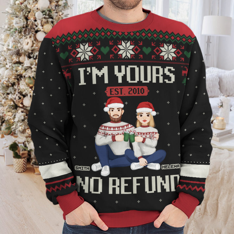 I'm Wearing The Smile You Gave Me - Couple Personalized Custom Ugly Sweatshirt - Unisex Wool Jumper - Christmas Gift For Husband Wife, Anniversary