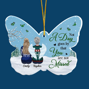 Never Forgotten Forever Missed - Memorial Personalized Custom Ornament - Acrylic Butterfly Shaped - Christmas Gift, Sympathy Gift For Family Members