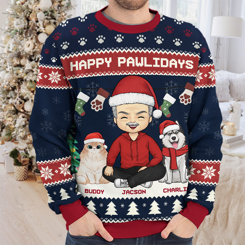 Have A Pawesome Christmas - Dog & Cat Personalized Custom Ugly Sweatshirt - Unisex Wool Jumper - Christmas Gift For Pet Owners, Pet Lovers