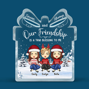 Our Friendship Is A True Blessing - Bestie Personalized Custom Gift Box Shaped Acrylic Plaque - Christmas Gift For Best Friends, BFF, Sisters