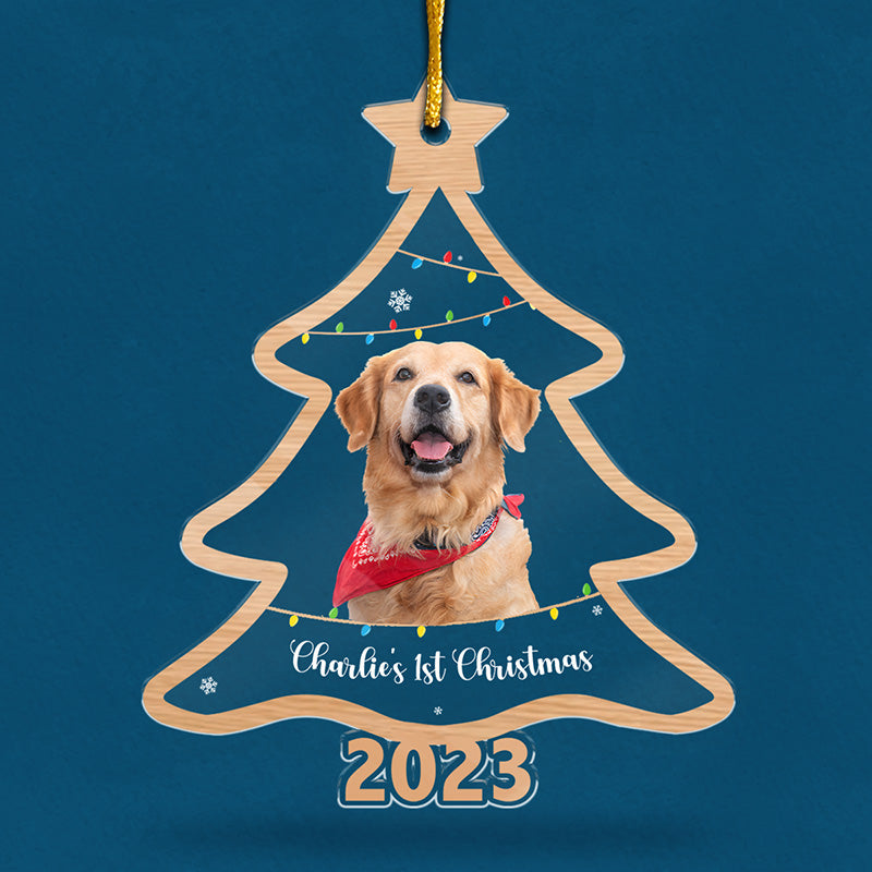 Custom Photo Merry Friendsmas - Dog & Cat Personalized Custom Ornament - Acrylic Custom Shaped - Christmas Gift For Pet Owners, Pet Lovers