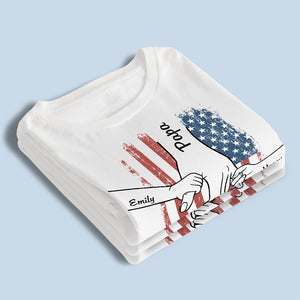 Hand In Hand, I Will Protect You - Family Personalized Custom Unisex Patriotic T-shirt, Hoodie, Sweatshirt - Father's Day, Independence Day, 4th Of July, Birthday Gift For Dad