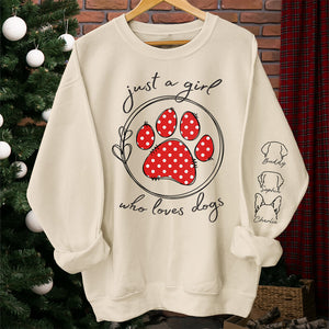 Just A Beautiful Girl Who Loves Pets - Dog & Cat Personalized Custom Unisex Sweatshirt With Design On Sleeve - Gift For Pet Owners, Pet Lovers