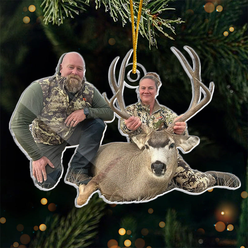 Custom Photo Christmas Brings Us Together - Hunting Personalized Custom Ornament - Acrylic Custom Shaped - Christmas Gift For Hunting Lovers