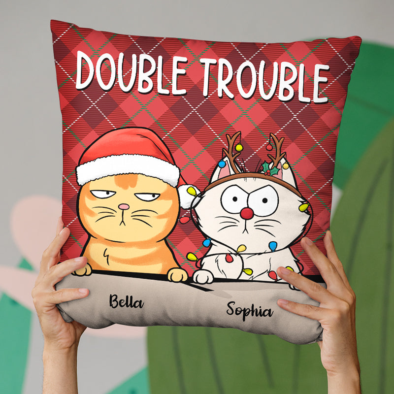 Trouble Makers - Dog & Cat Personalized Custom Pillow - Christmas Gift For Pet Owners, Pet Lovers