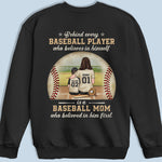 A Baseball Player Is First Trusted By His Mom - Family Personalized Custom Unisex Back Printed T-shirt, Hoodie, Sweatshirt - Gift For Family Members