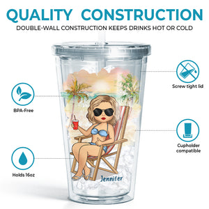 Life Is Much Better At The Beach - Travel Personalized Custom Clear Acrylic Tumbler - Gift For Travel Lovers