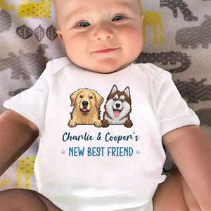 This Is Our New Best Friend - Dog & Cat Personalized Custom Baby Onesie - Baby Shower Gift, Gift For Pet Lovers, Pet Owners